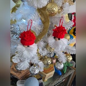 Festive Hand Made Santa Ornaments with Red Hats 2